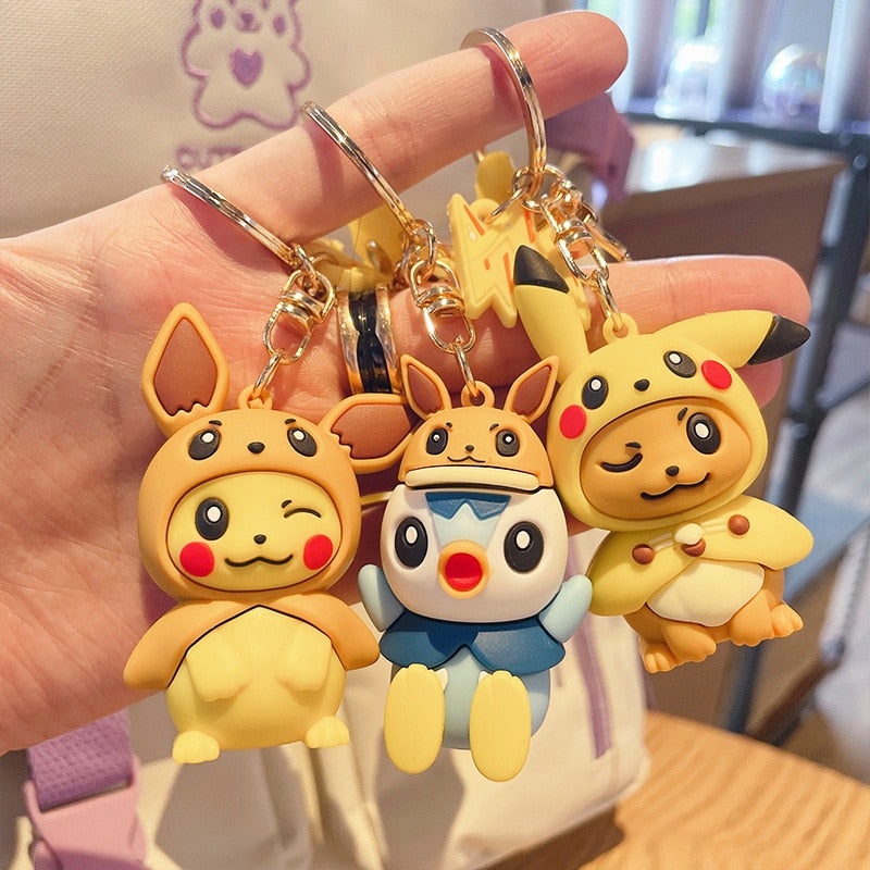Pokemon 'Piplup | Eevee Cap' Keyring PVC Keychain