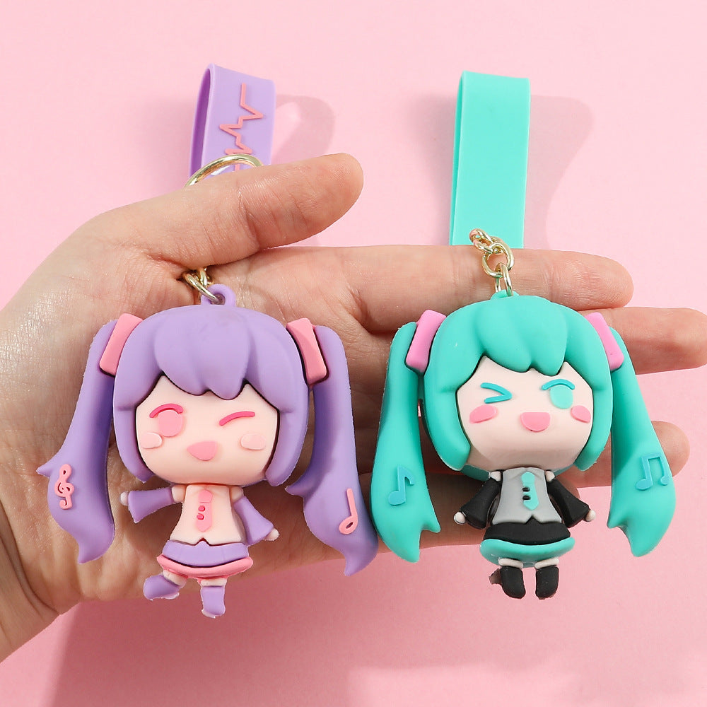 Vocaloid 'Hatsune Miku | Purple Hair Mascot' Silicone Keyring Keychain