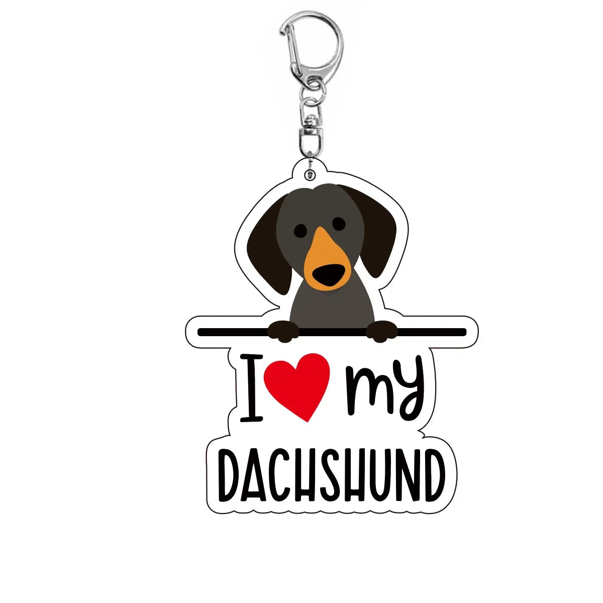 Dog 'I <3 My Dachshund' Keyring Plastic Keychain