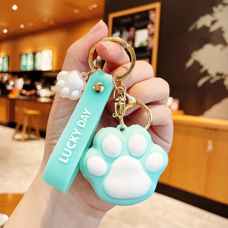 Cat Paw 'Blue' Keyring Silicone Keychain