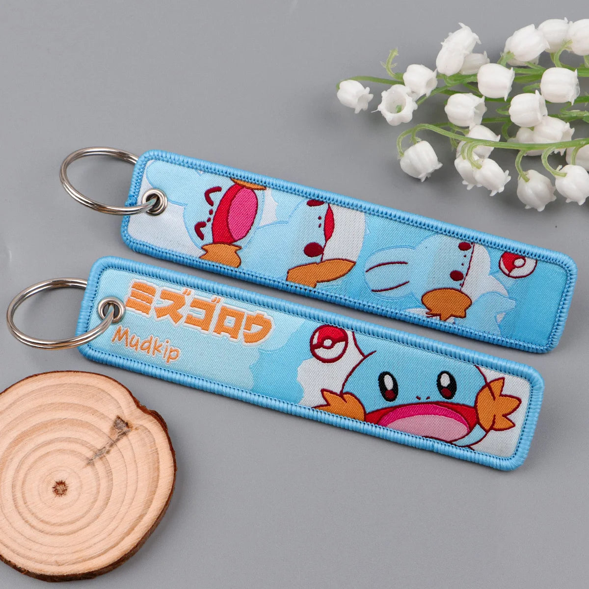 Pokemon 'Mudkip' Embroidered Keyring Keychain