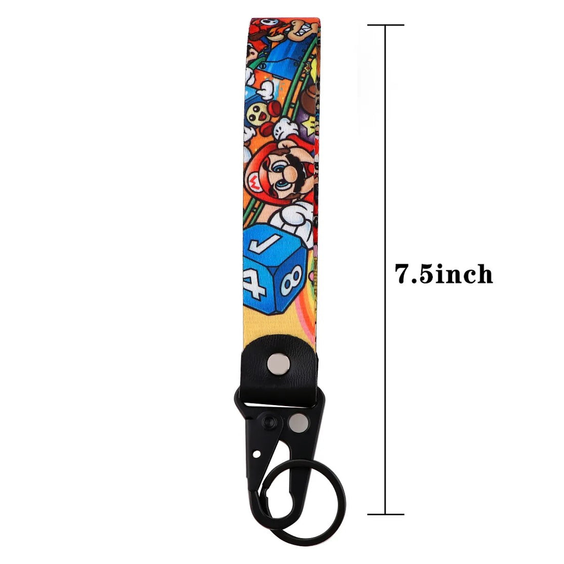 Super Mario Bros Wrist Lanyard Keychain with Keyring Clip