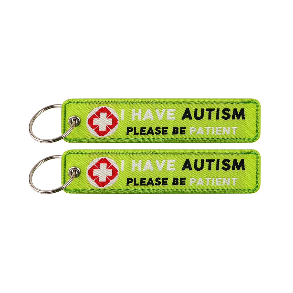 Medical Alert I Have Autism Please Be Patient Embroidered Keyring Keychain