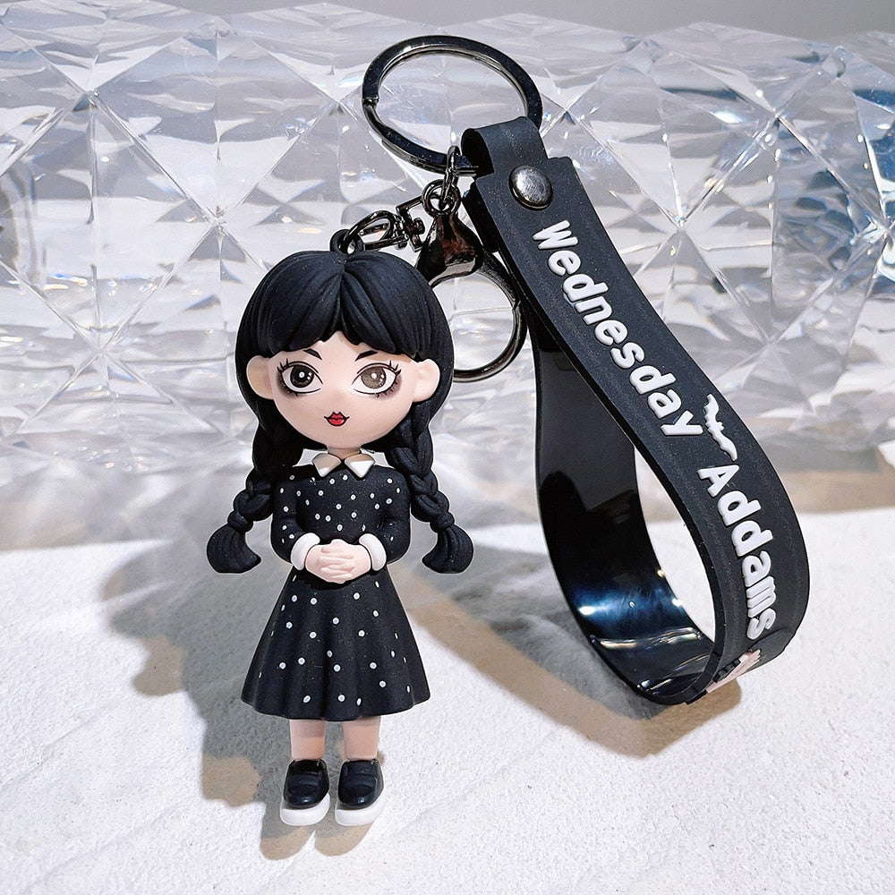 Addams Family 'Wednesday Addams | Black Dress' Keyring Silicone Keychain