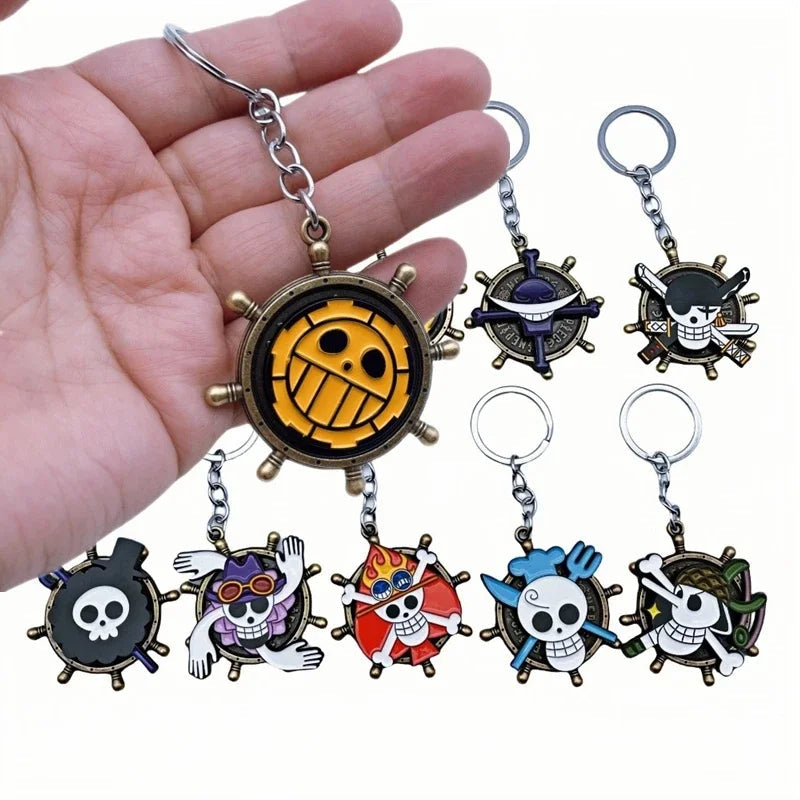 One Piece Trafalgar Law Rotatable Pirate Helm  Enamel Keychain