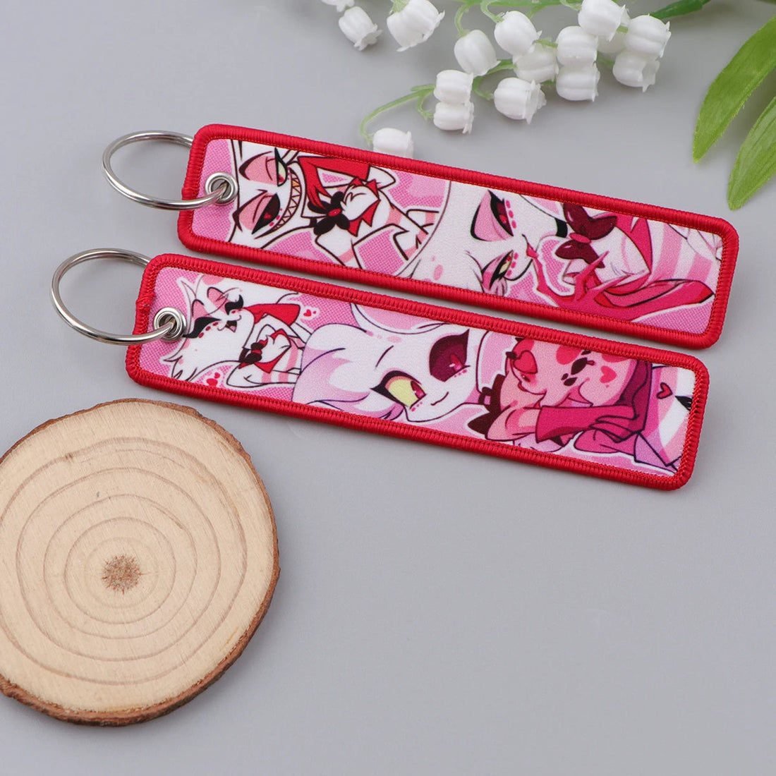 Hazbin Hotel ’Angel Dust' Embroidered Keyring Keychain