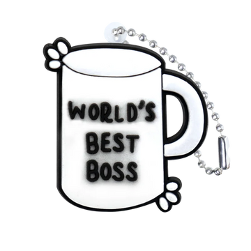 The Office 'World's Best Boss | White Cup' Keyring PVC Keychain