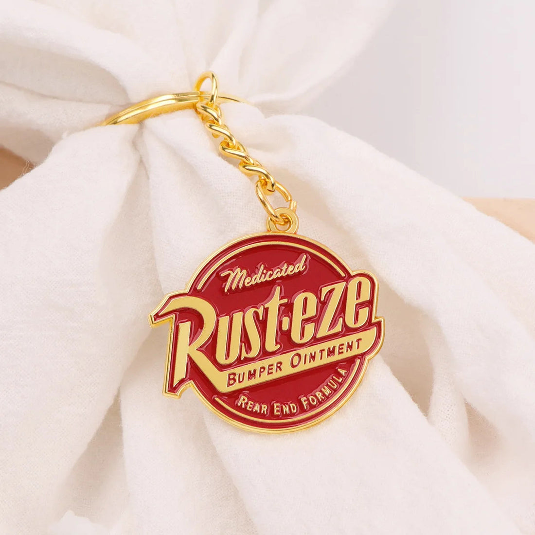 Cars Movie Rust-eze Bumper Ointment Enamel Keyring Keychain