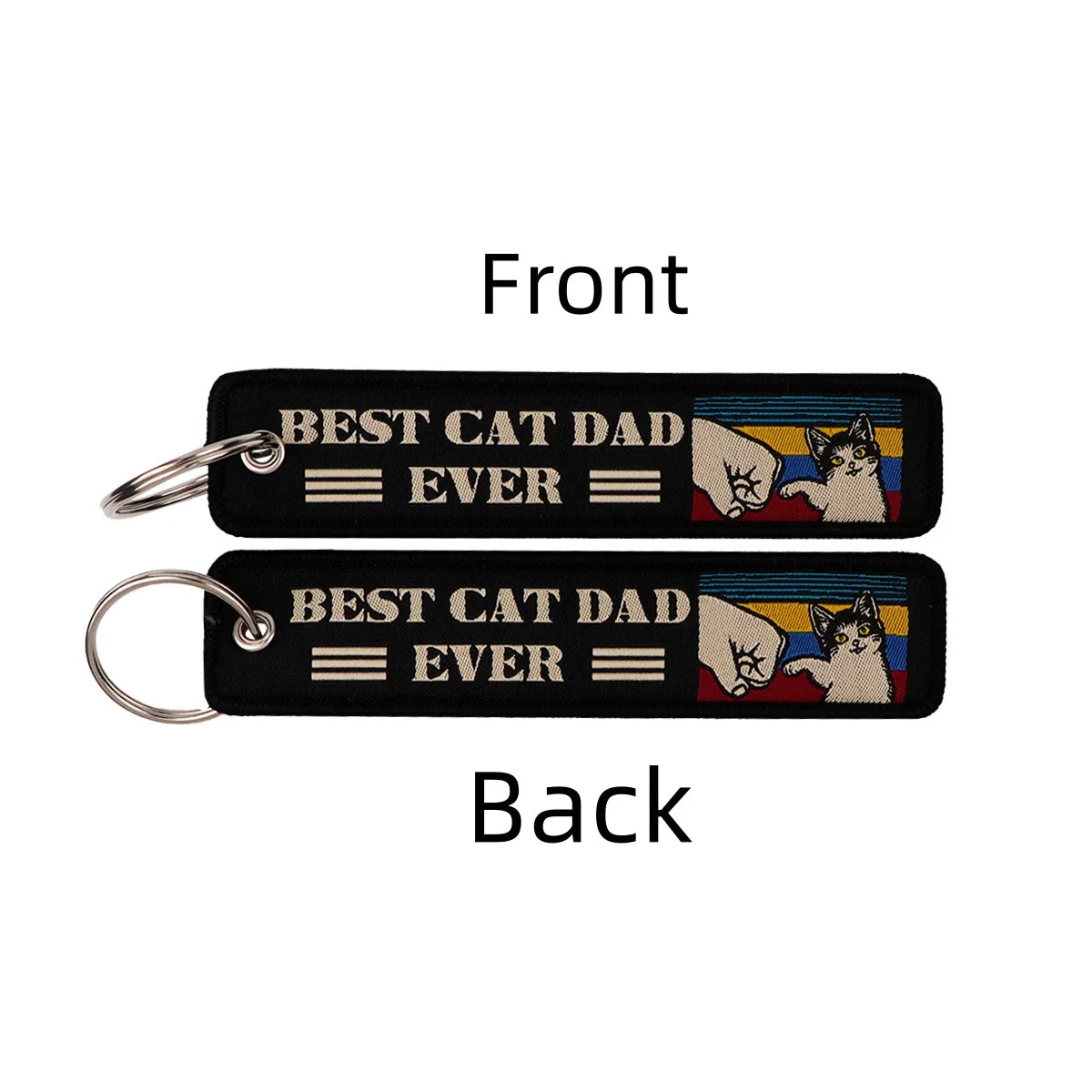Best Cat Dad Ever Embroidered Keyring Keychain