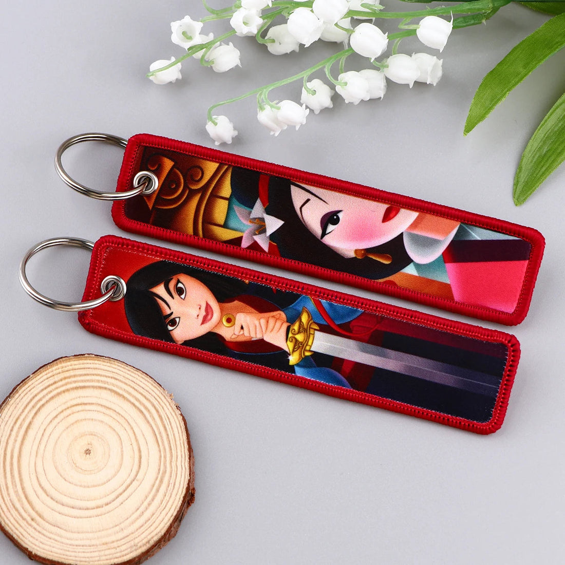 Mulan 'Princess Warrior' Embroidered Keyring Keychain