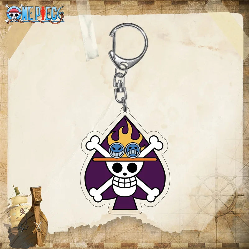 One Piece Portgas D. Ace Skull Spade Acrylic Keyring Keychain