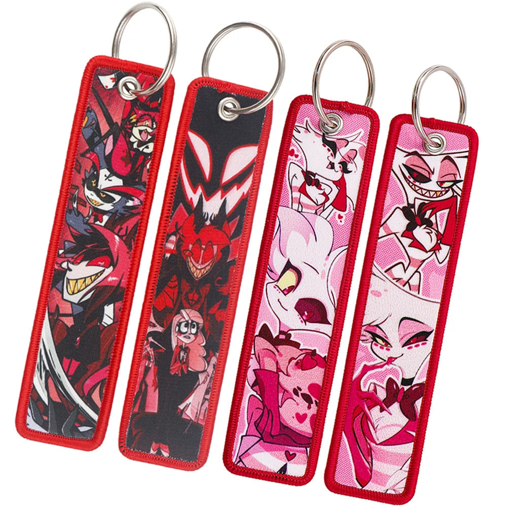 Hazbin Hotel ’Angel Dust' Embroidered Keyring Keychain