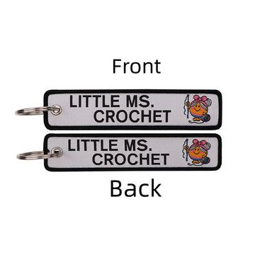 Little Miss Crochet Embroidered Keyring Keychain