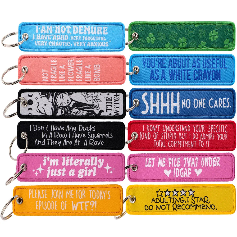 You're About As Useful As A White Crayon Embroidered Keyring Keychain