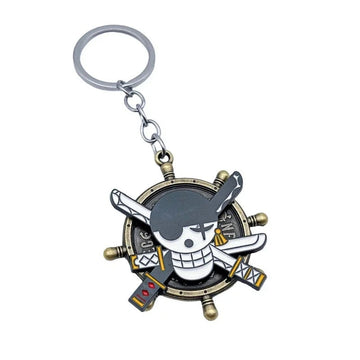 One Piece Zoro Skull Rotatable Pirate Helm Enamel Keychain