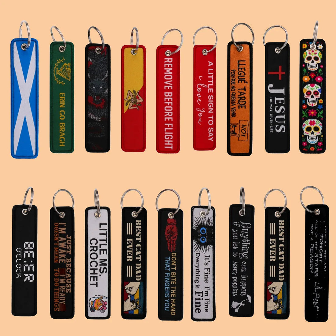 Don't Bite the Hands That Fingers You Embroidered Keyring Keychain