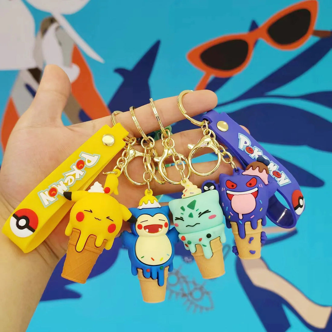 Pokemon 'Snorlax Ice Cream Cone' Silicone Keyring Keychain