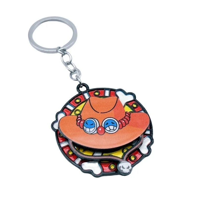 One Piece Portgas D. Ace Hat Rotatable Enamel Keychain