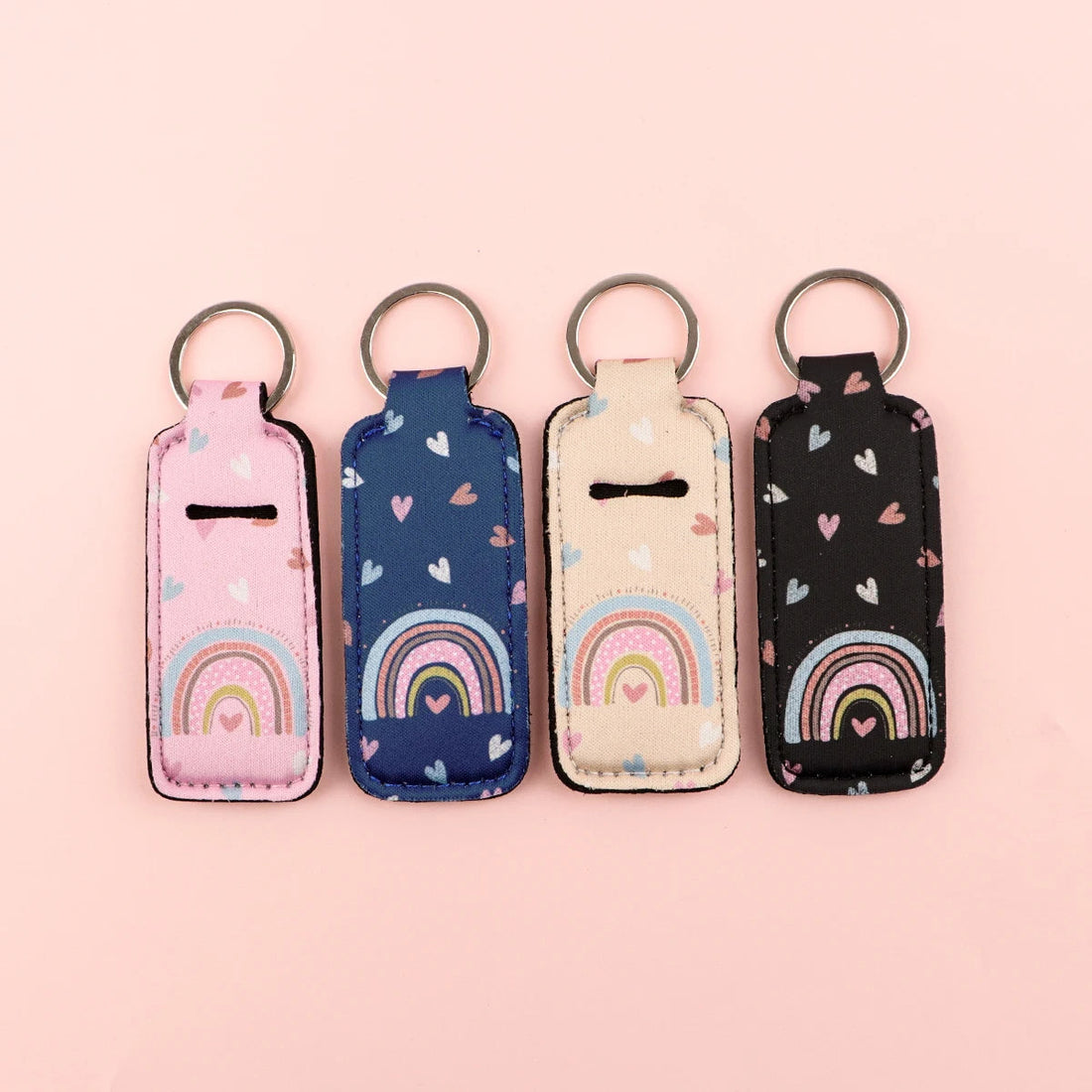 Midnight Heart Rainbow Lipstick Holder Keychain