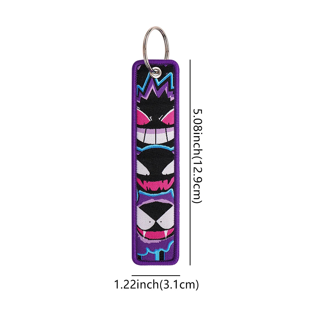 Pokemon Gengar Faces Embroidered Keyring Keychain