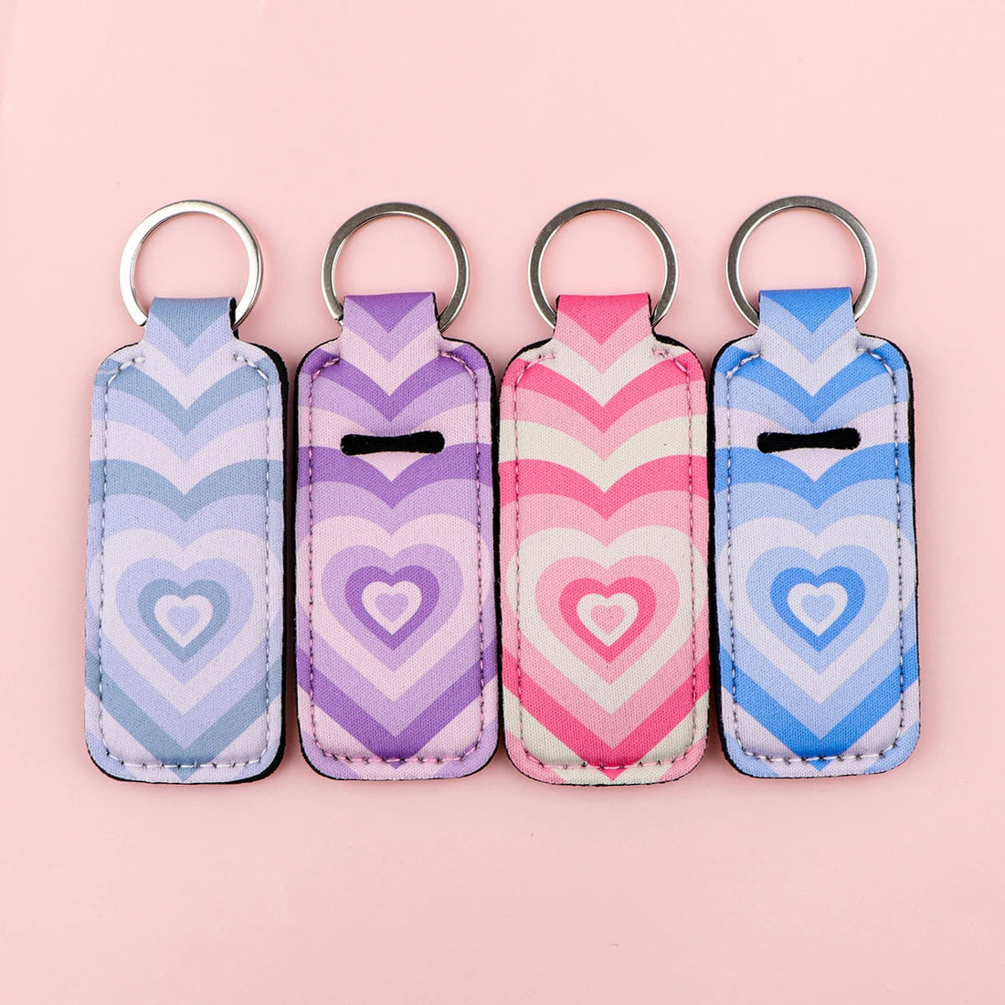 Gradient Heart Set of 4 Lipstick Holder Keychain