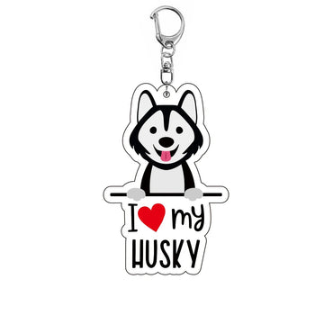 Dog 'I <3 My Husky' Keyring Plastic Keychain