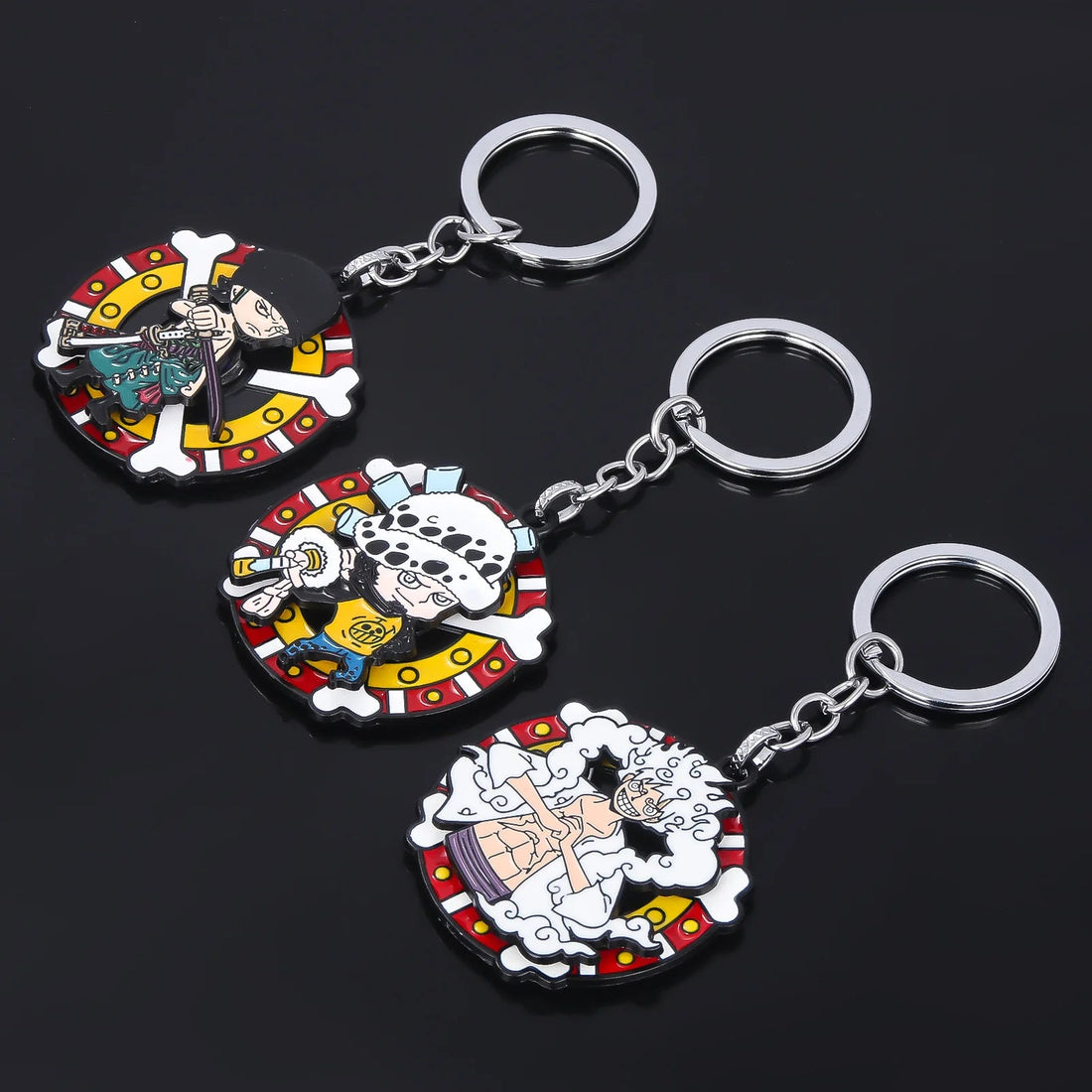 One Piece Drunken Portgas D. Ace Rotatable Enamel Keychain