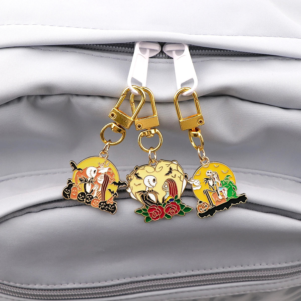 The Nightmare Before Christmas Set of 3 Jack and Sally Enamel Keychain