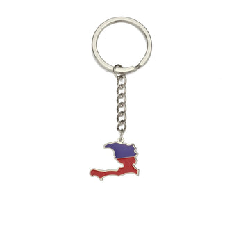 Flag Map 'Haiti' Keyring Metal Keychain
