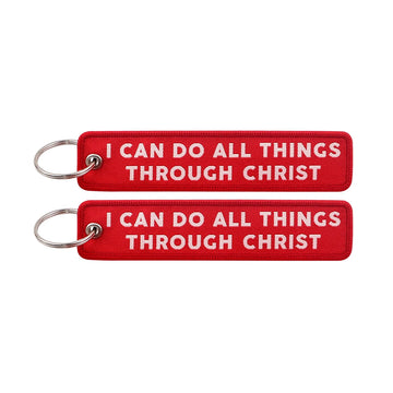 Philippians 4:13 I can do All Things Through Christ Embroidered Keyring Keychain