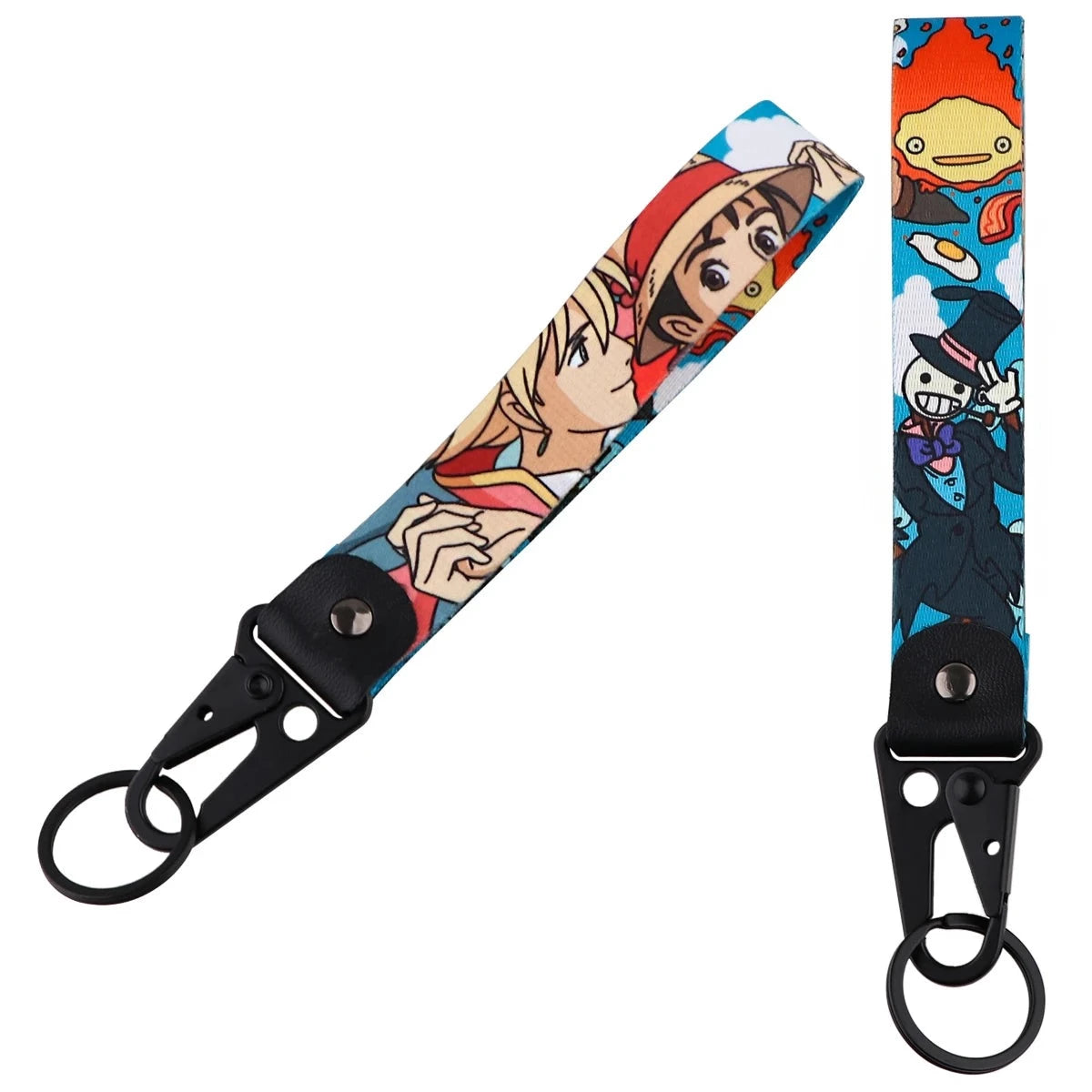 Howl's Moving Castle Wrist Lanyard Keychain with Keyring Clip