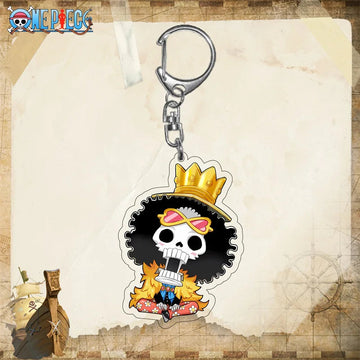 One Piece Brook Fluffy Hair Chibi Acrylic Keyring Keychain