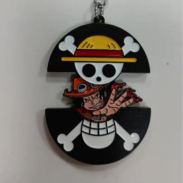 One Piece Jolly Roger x Portgas D. Ace Retractable Enamel Keyring Keychain