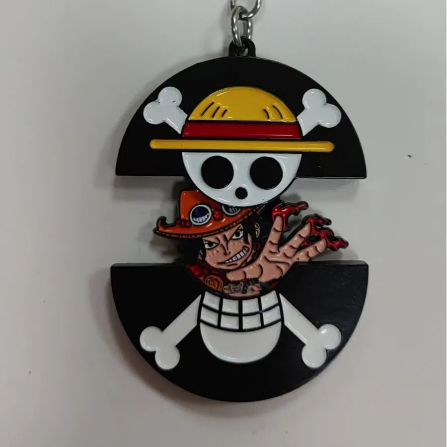 One Piece Jolly Roger x Portgas D. Ace Retractable Enamel Keyring Keychain