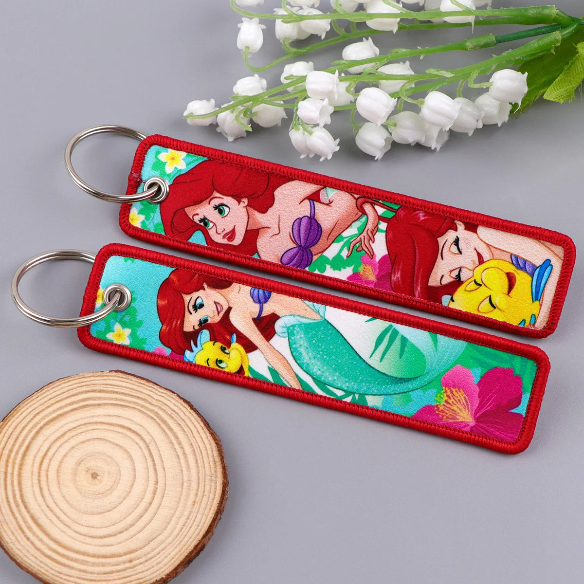 The Little Mermaid ‘Loving Flounder’ Embroidered Keyring Keychain