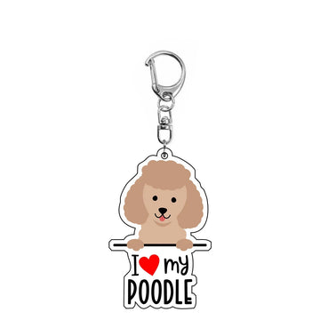 Dog 'I <3 My Poodle' Keyring Plastic Keychain