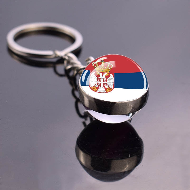 Europe Flag 'Serbia' Keyring Metal Keychain