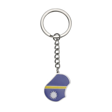 Flag Map 'Nauru' Keyring Metal Keychain