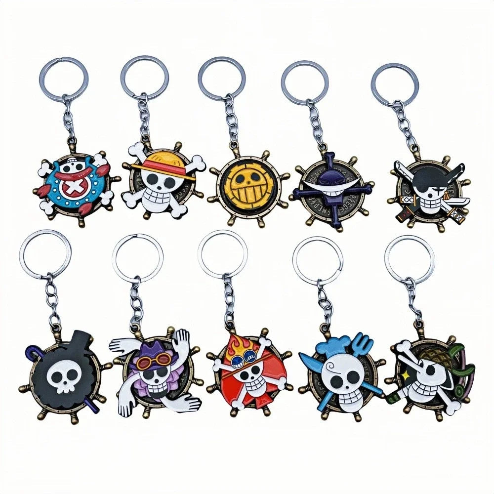 One Piece Trafalgar Law Rotatable Pirate Helm  Enamel Keychain