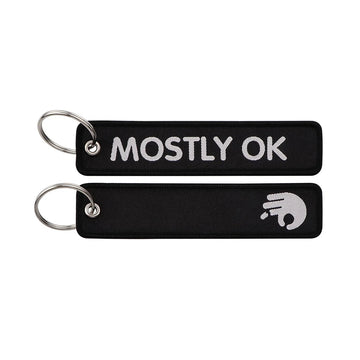 Mostly Ok Embroidered Keyring Keychain