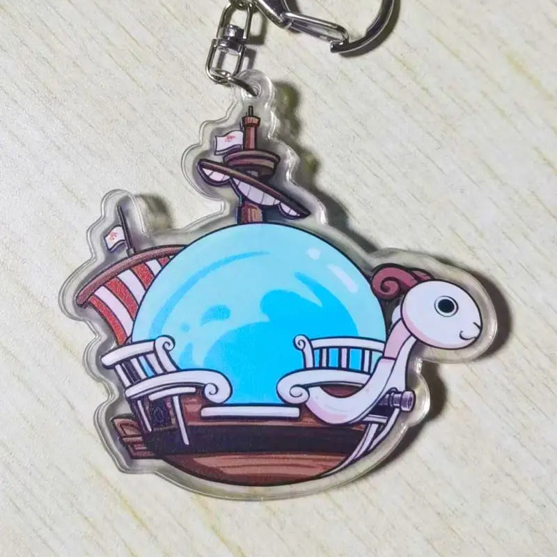 One Piece Going Merry Fun Pirate Shaker Acrylic Keyring Keychain