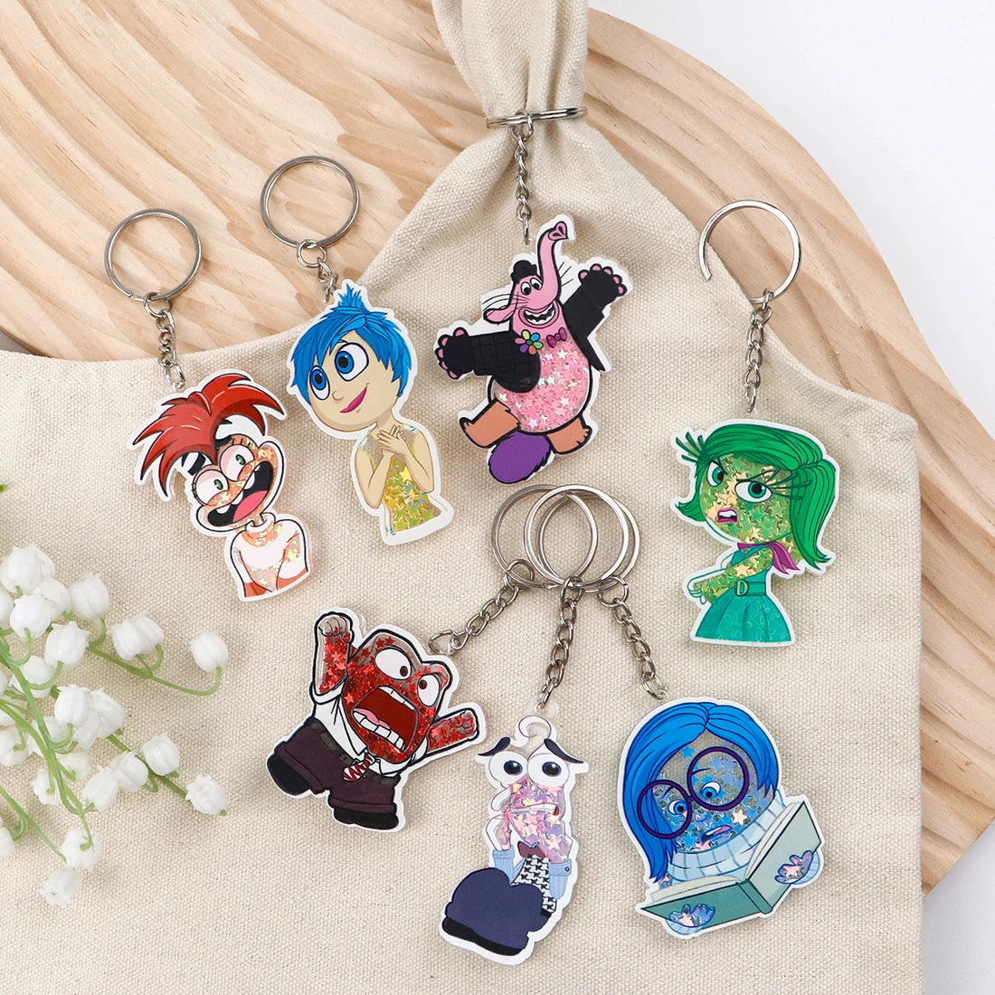 Inside Out Fear Glitter Star Acrylic Keyring Keychain