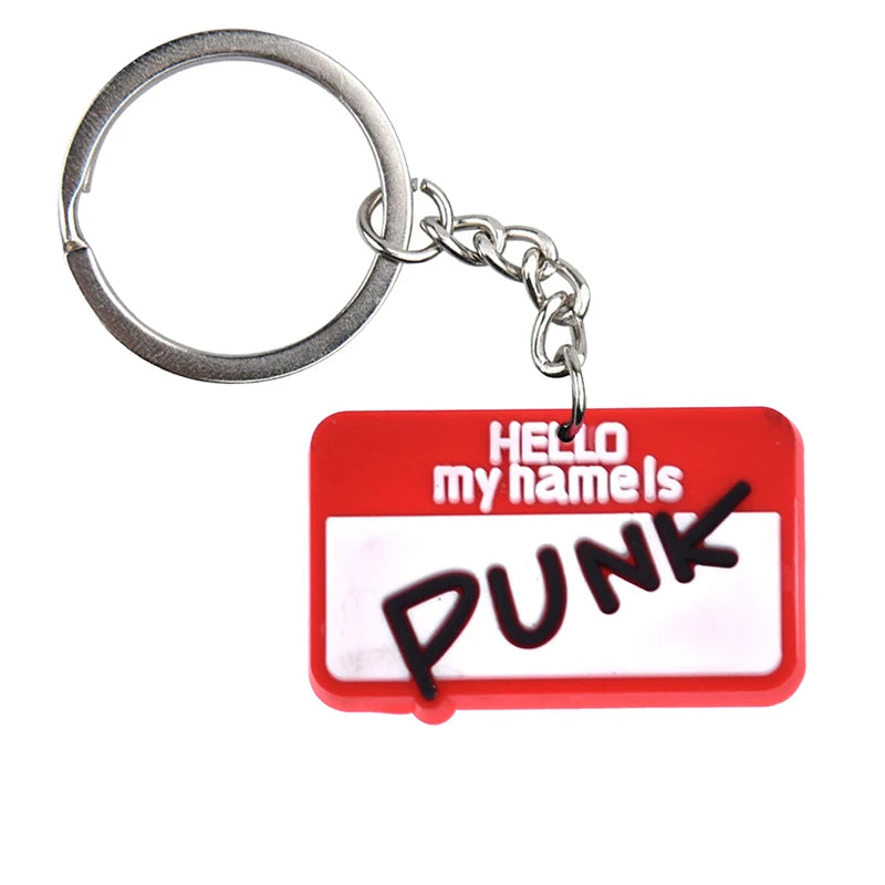 'Hello My Name Is PUNK' Keyring PVC Keychain