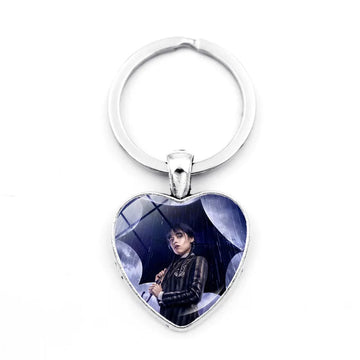 Addams Family 'Nevermore Wednesday' Keyring Metal Keychain