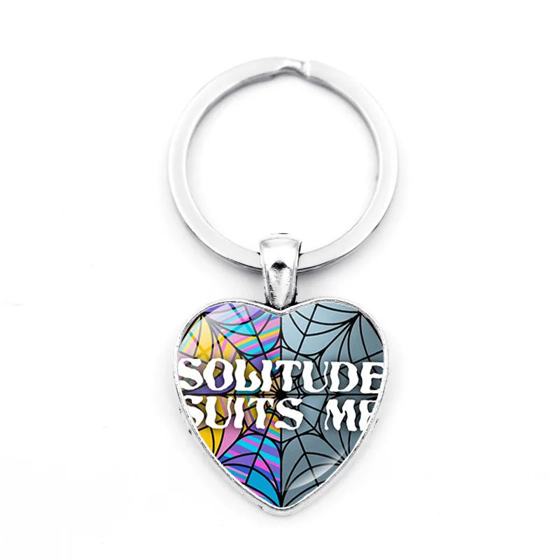 Addams Family 'Solitude Suits Me' Keyring Metal Keychain