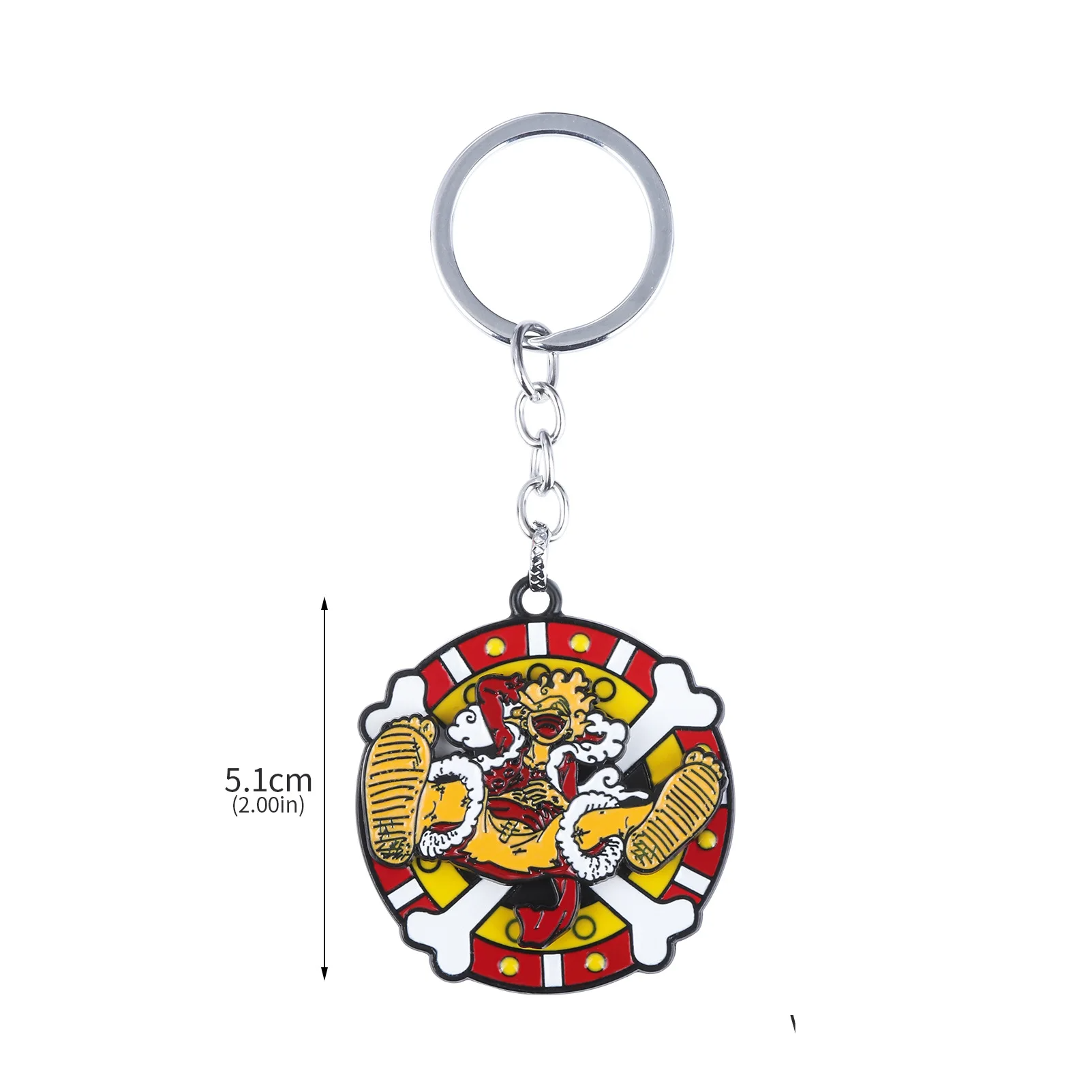 One Piece Luffy LOL Gear 5 Rotatable Enamel Keychain