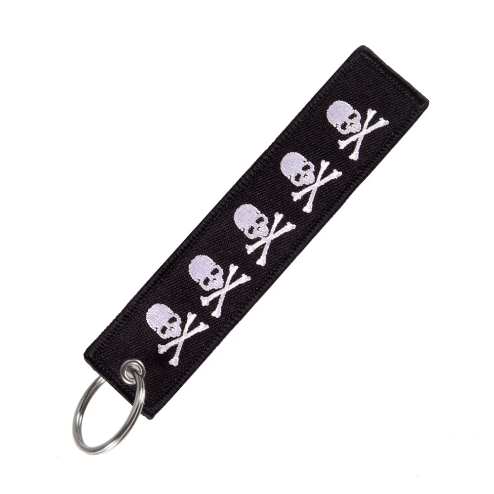 Aviation 'Hazardous | Skull Sign' Embroidered Keyring Keychain