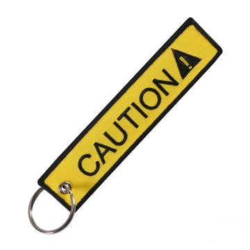 Aviation 'Caution | Yellow Tag' Embroidered Keyring Keychain