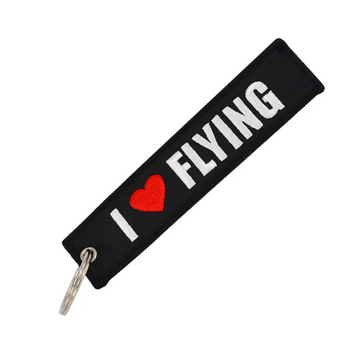 Aviation Quotes 'I Love Flying' Embroidered Keyring Keychain