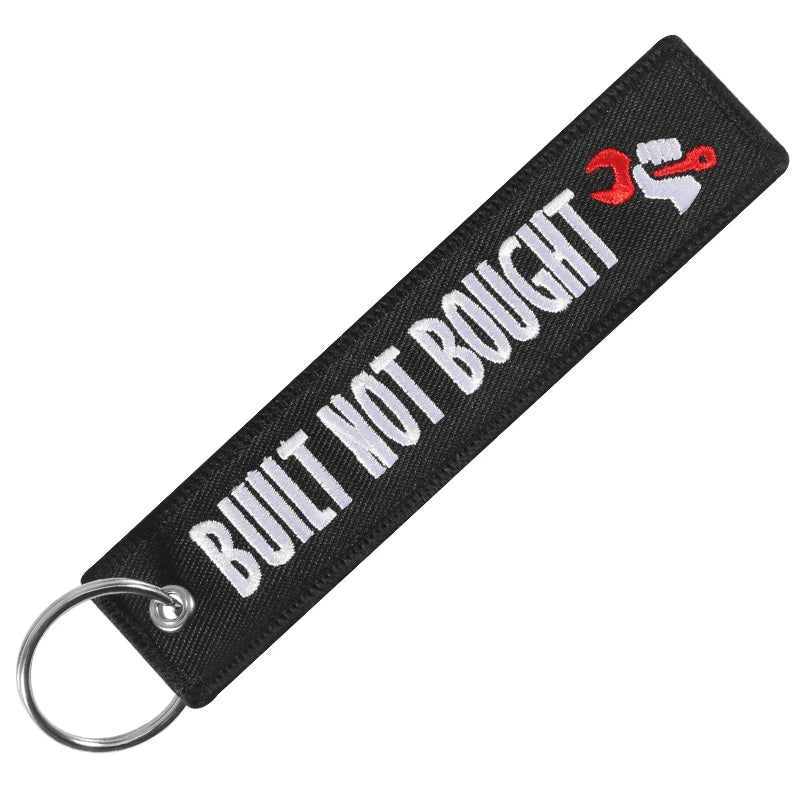 'Built Not Bought' Embroidered Metal Keychain